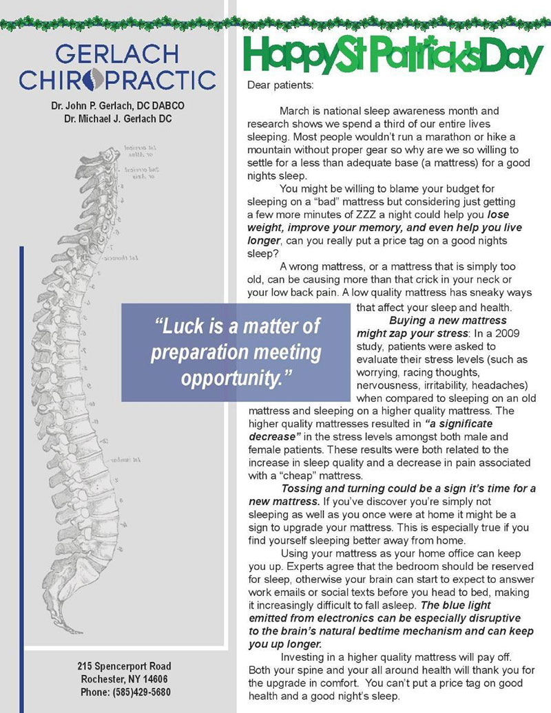 Chiropractic Rochester NY March Newsletter 1
