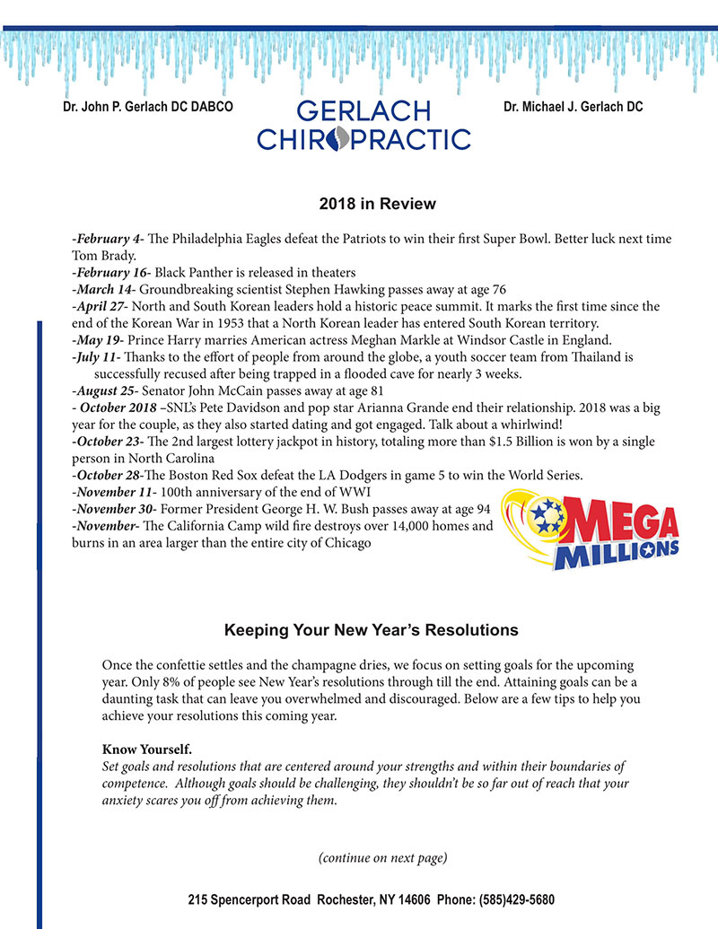 Chiropractic Rochester NY January Newsletter 3